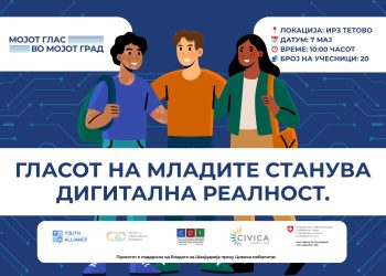 Повик за учество на дизајн работилница за млади во рамките на проектот „Мојот глас во мојот град“